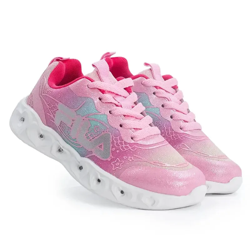 FILA Ariel Lights Kids Sneaker - White/Pink - Image 3