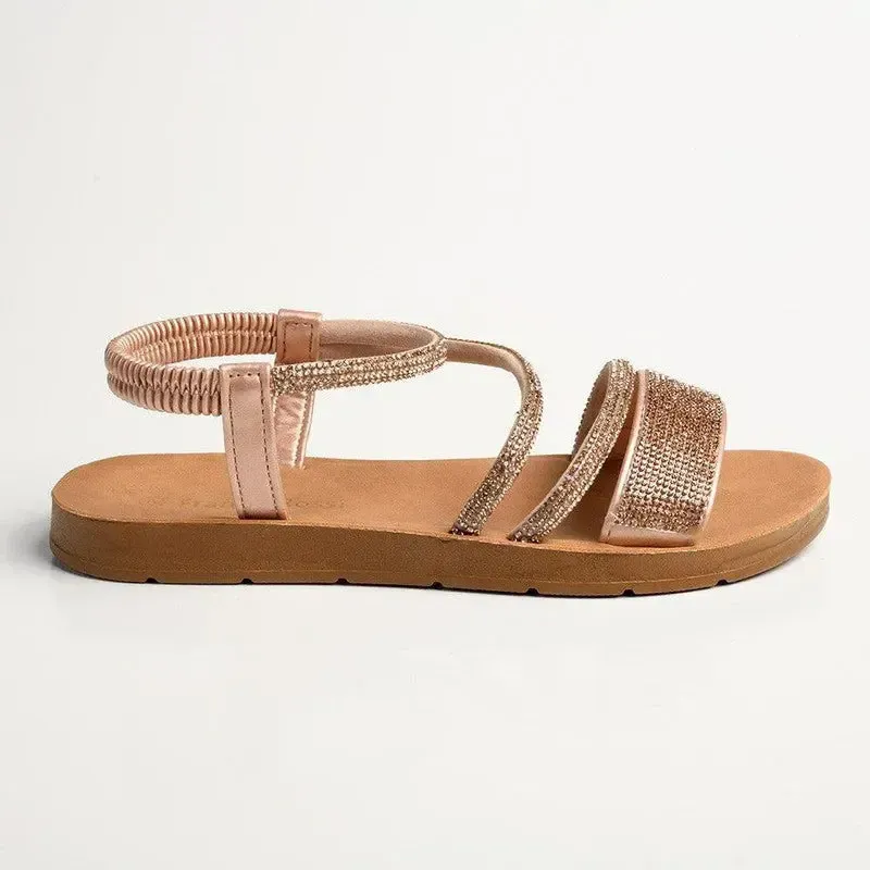 Franco Rossi Rose Ladies Bling Sandal - Rose Gold - Image 3