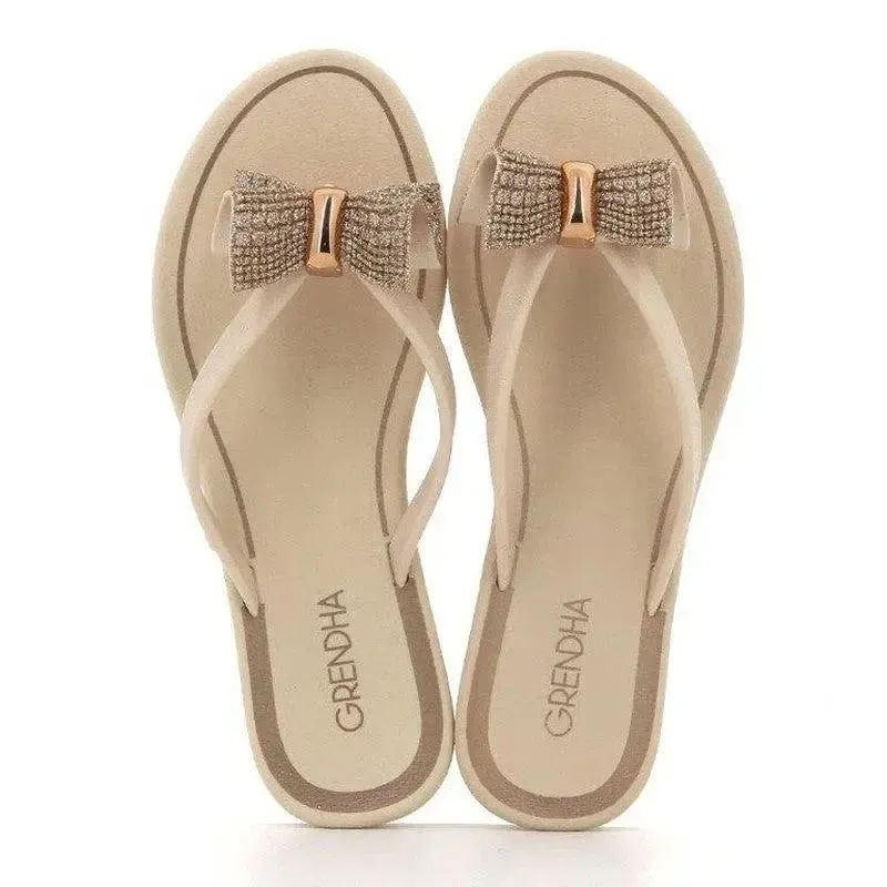 Grendha Thong With Bow Sandals - Off White - Image 4