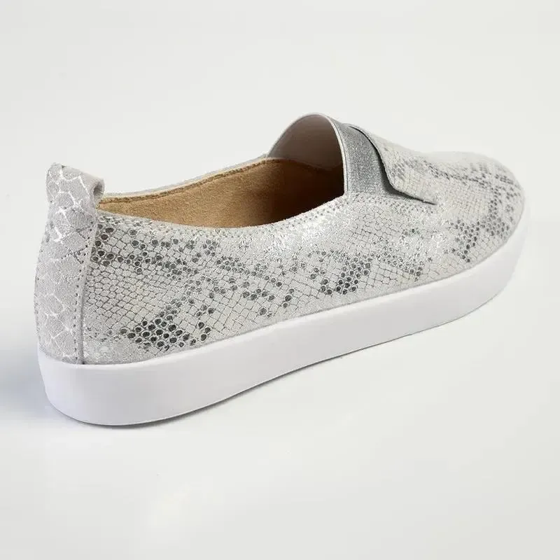 Julz Fran Leather Metalic Slip On- Silver - Image 4