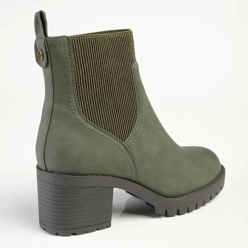Madison Ella 2 Ribbed Gusset Ankle Boot - Khaki - Image 5