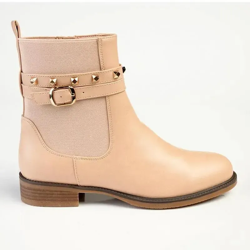 Madison Jenny Lynn Gusset Studded Ankle Boot - Nude - Image 4