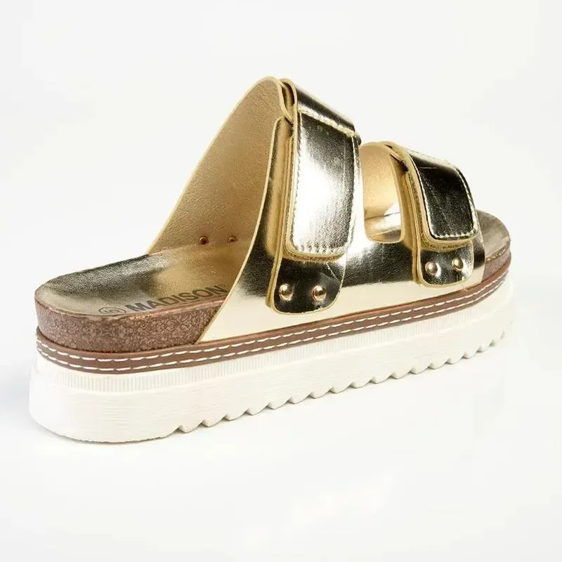 Madison JO Double Velcro Strap Sandals - Champagne - Image 4