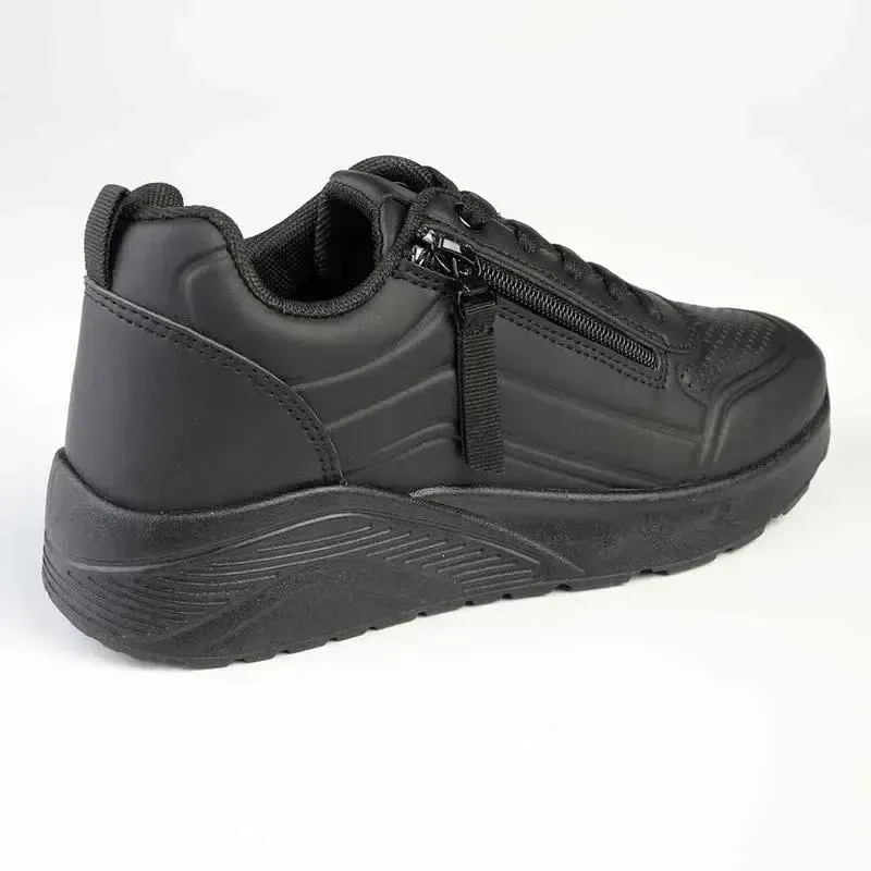 Madison Ladies Side Zip Detailed Sneaker - Black Mono - Image 4