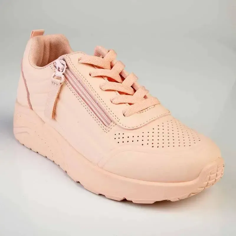 Madison Ladies Side Zip Detailed Sneaker - Pink - Image 3