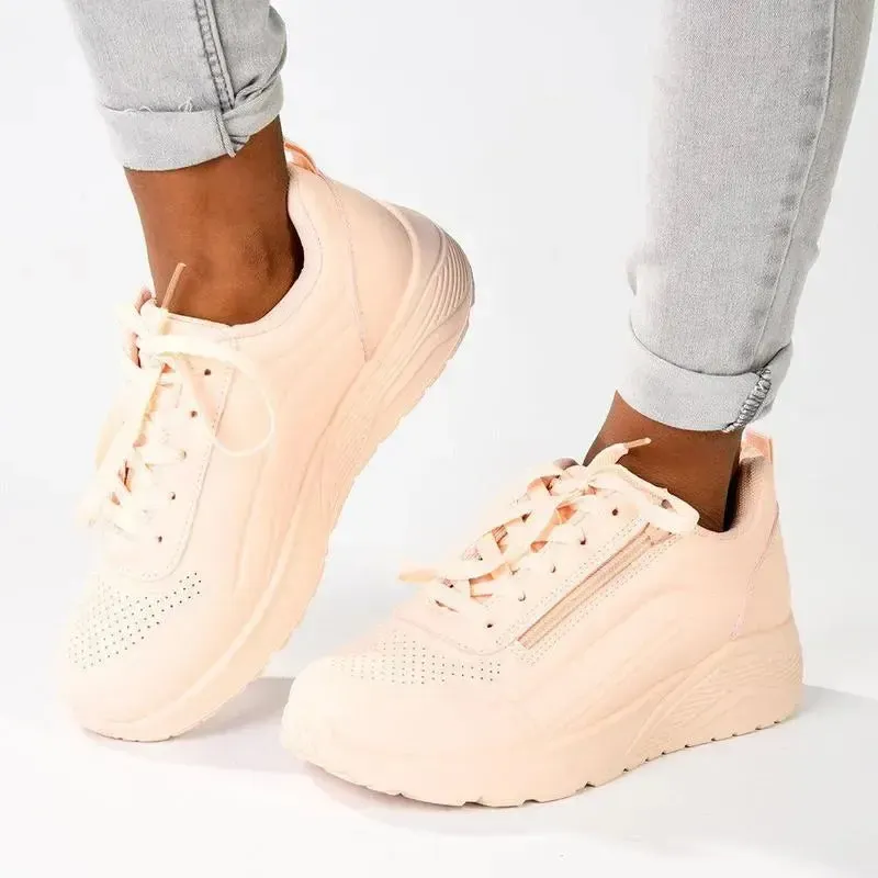 Madison Ladies Side Zip Detailed Sneaker - Pink - Image 5