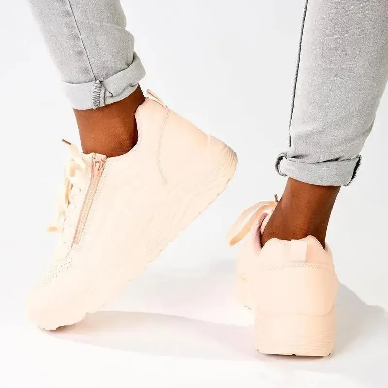 Madison Ladies Side Zip Detailed Sneaker - Pink - Image 6