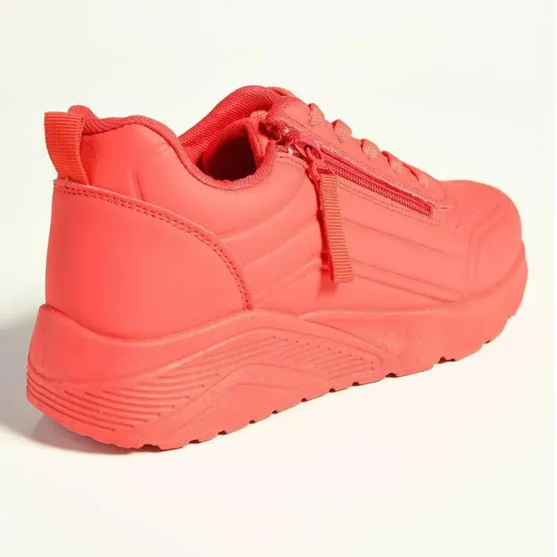 Madison Ladies Side Zip Detailed Sneaker - Red - Image 4
