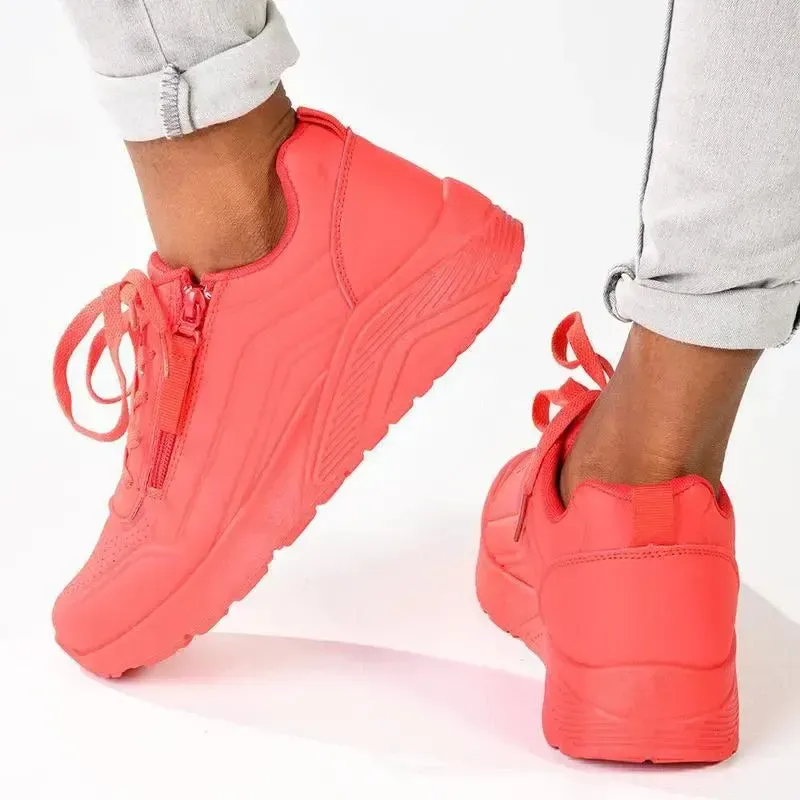 Madison Ladies Side Zip Detailed Sneaker - Red - Image 5