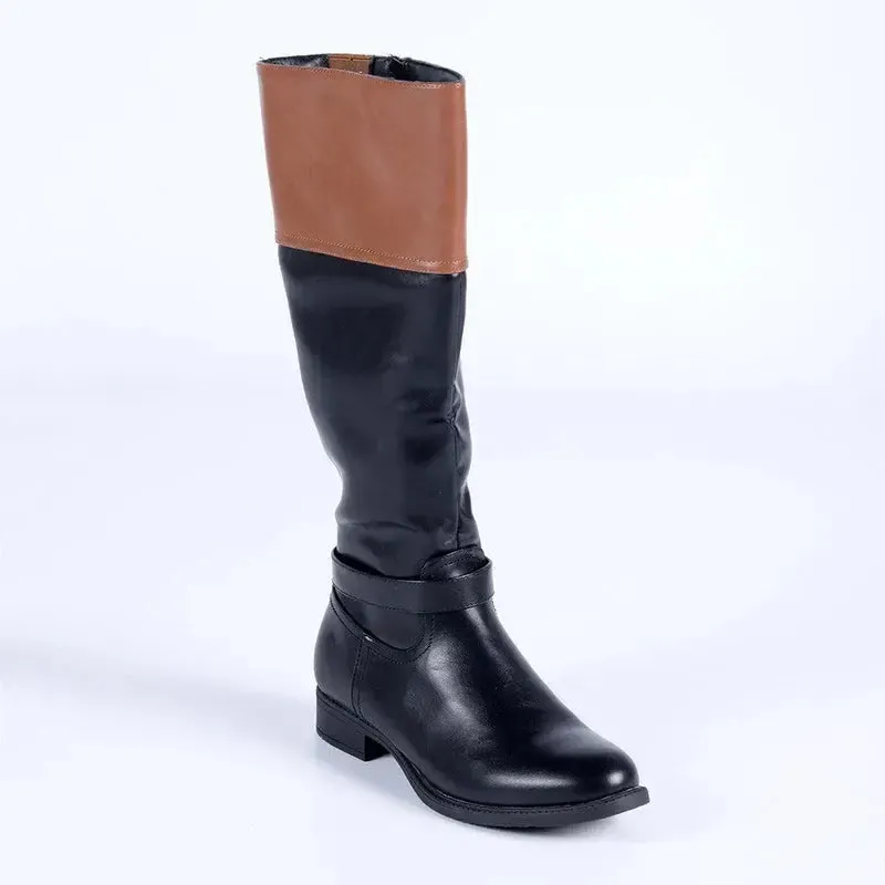 Madison Vienna Two Tone Rider Boot - Black/Tan - Image 3
