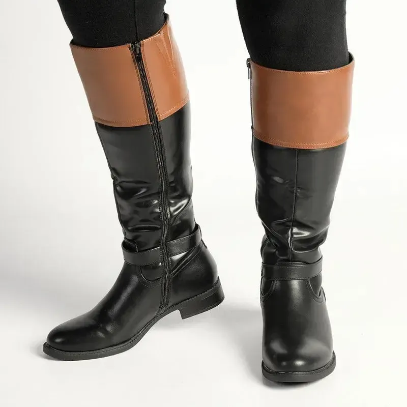 Madison Vienna Two Tone Rider Boot - Black/Tan - Image 5