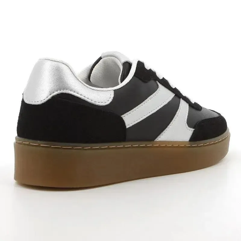 Pierre Cardin Rumba 2 Ladies Lace Up Sneaker - Black / Silver - Image 4