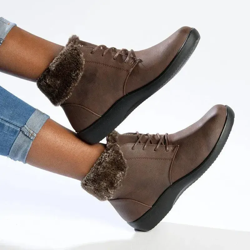 Soft Style by Hush Puppies Yuina Fur Collar Ankle Boot - Brown - Image 5